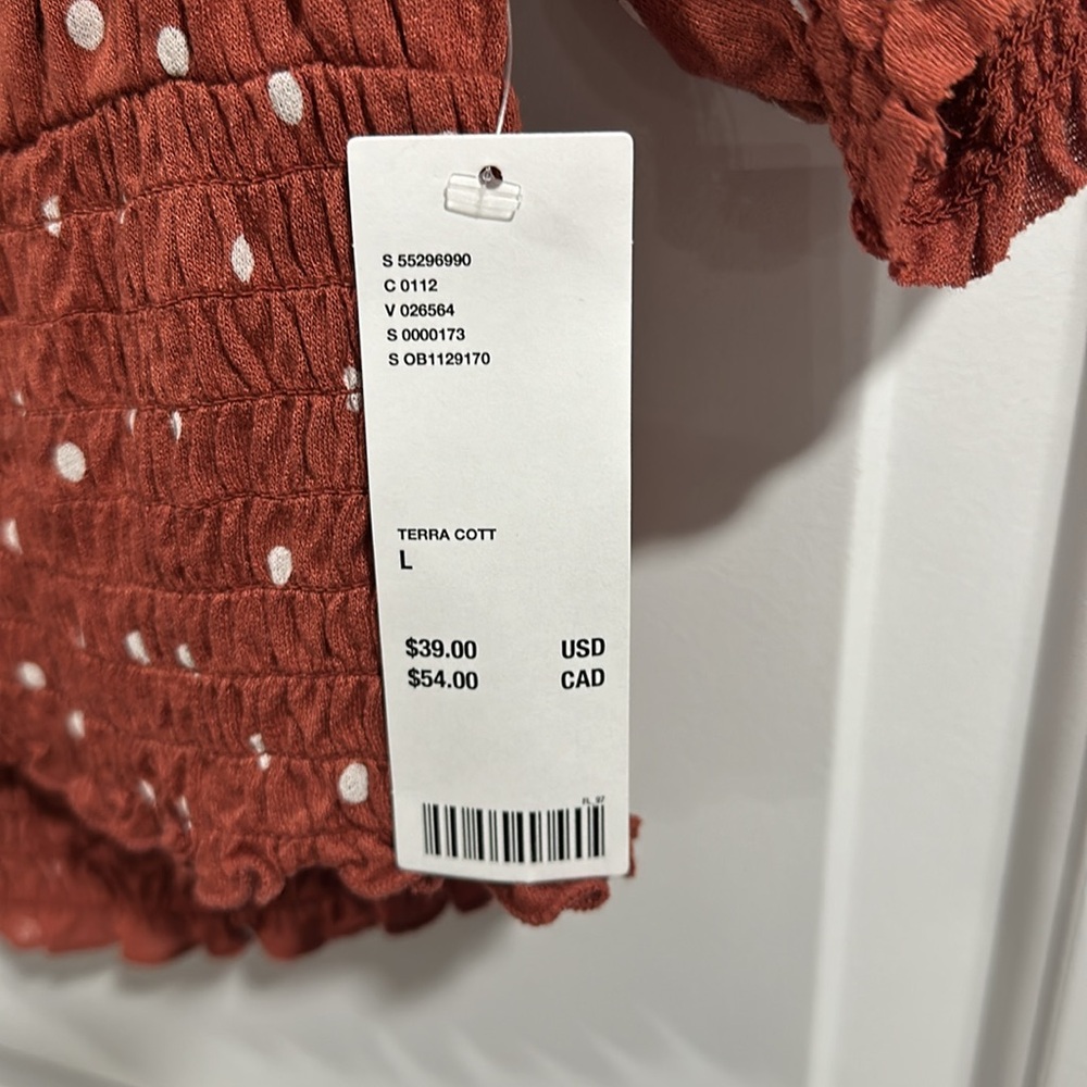 NWT Urban Outfitters Terra Cotta Smocked Waist Cap Sleeve Top Size Medium - Picture 3 of 6